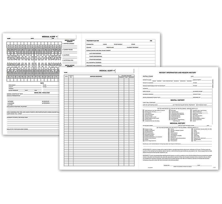 Four Page Dental Exam Record With Treatment Plan