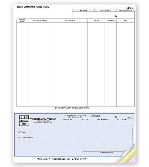 Laser Bottom Accounts Payable Check, 7.5" Voucher