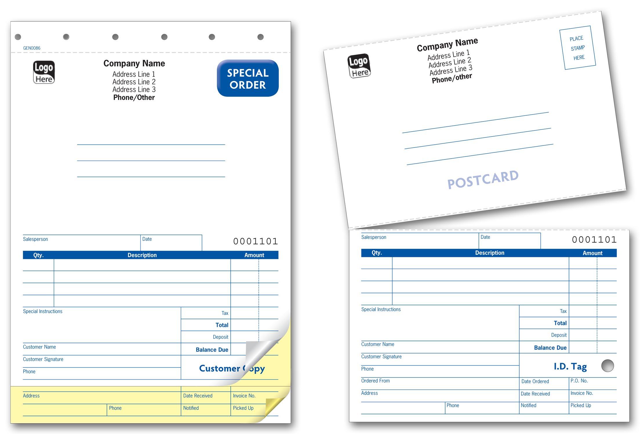 Sales Order Forms with Mailing Card