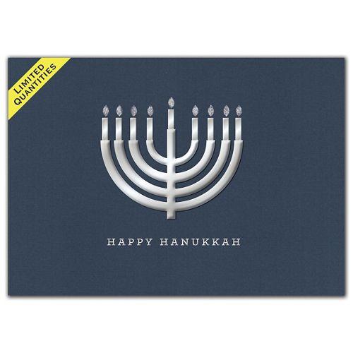 Silver Menorah Hanukkah Cards