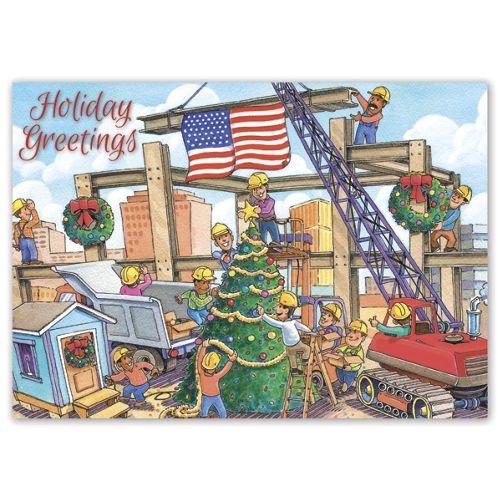 Christmas Crane Contractor & Builder Holiday Cards
