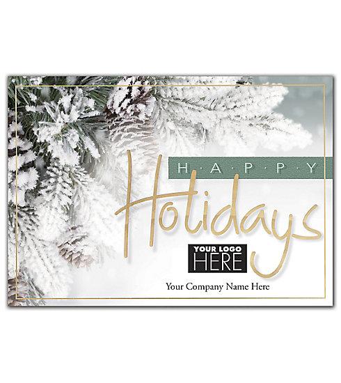 Evergreen & Gold Holiday Logo Cards