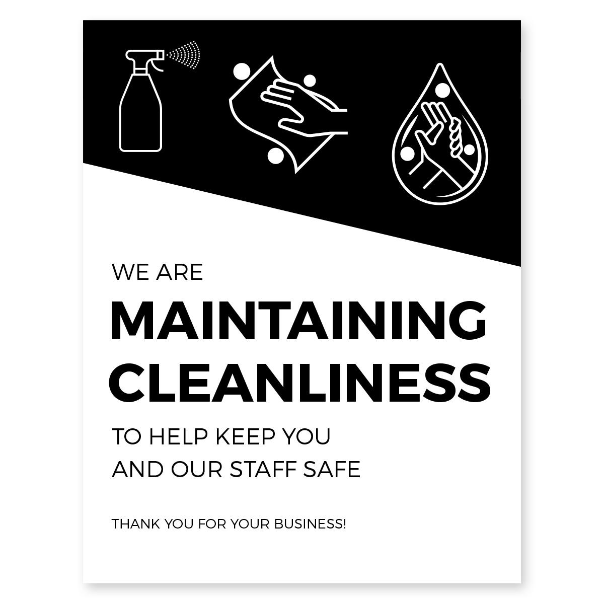 Maintaining Cleanliness Poster 11" x 17" Black Pack of 6