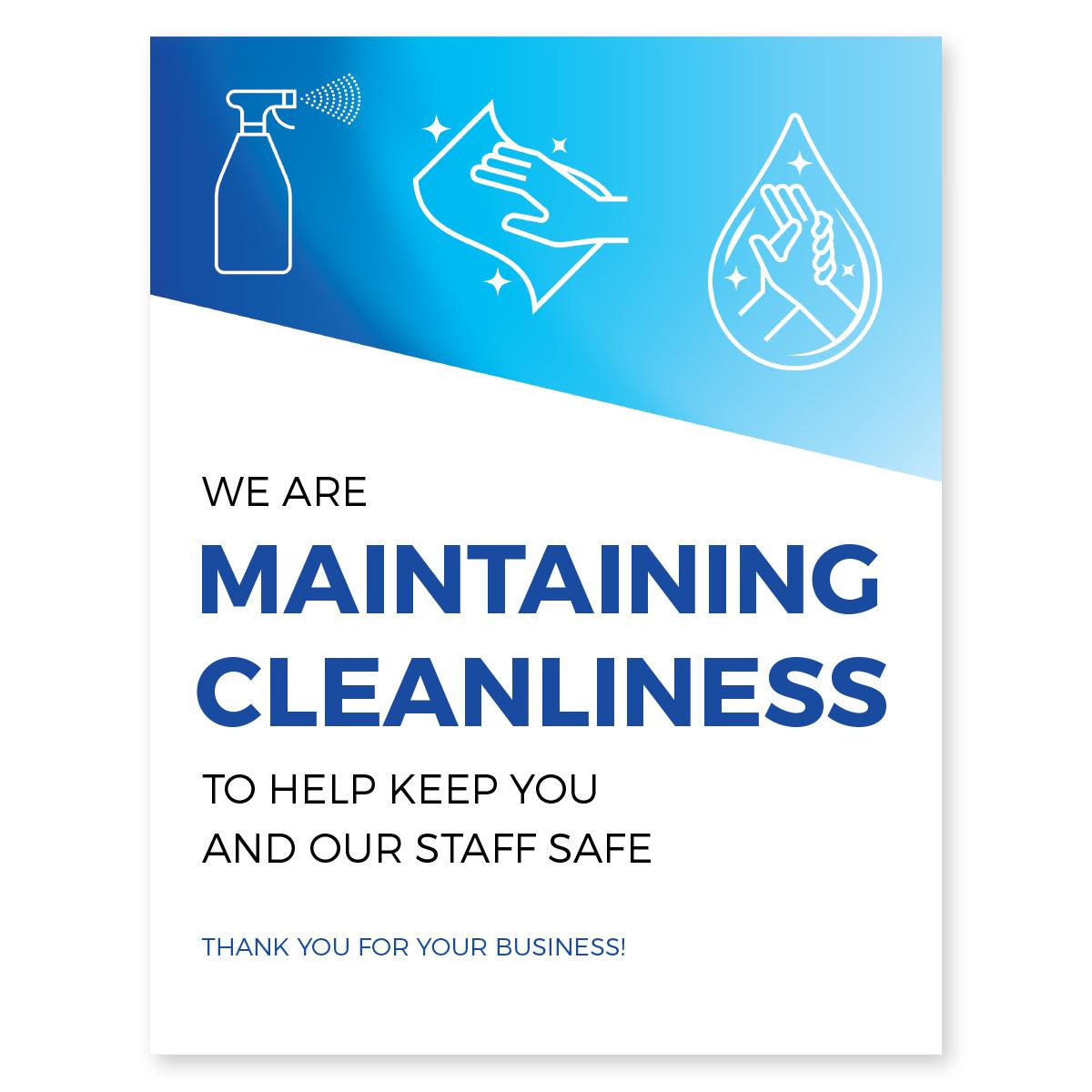 Maintaining Cleanliness Poster 11" x 17" Blue Pack of 6