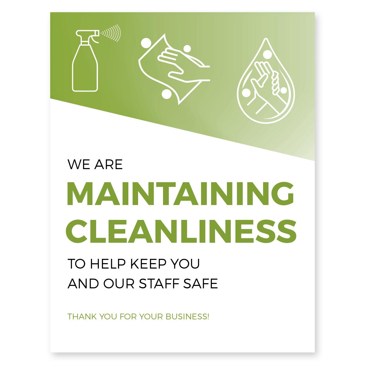 Maintaining Cleanliness Poster 11" x 17" Green Pack of 6