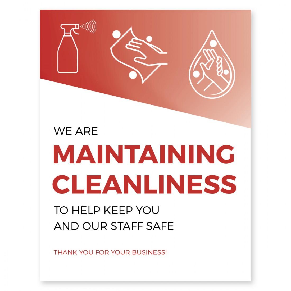 Maintaining Cleanliness Poster 18" x 24" Red Pack of 6