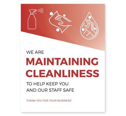 Maintaining Cleanliness Window Cling 8.5" x 11" Red Pack of 25