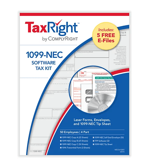1099-NEC 4-Part Kit with Envelopes (50 Employees)