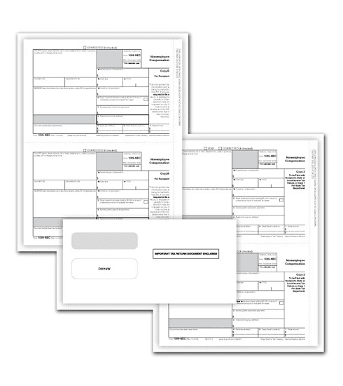 1099-NEC Laser Z Printed Packaged 3-Part 3-Up Forms (50 Emp)