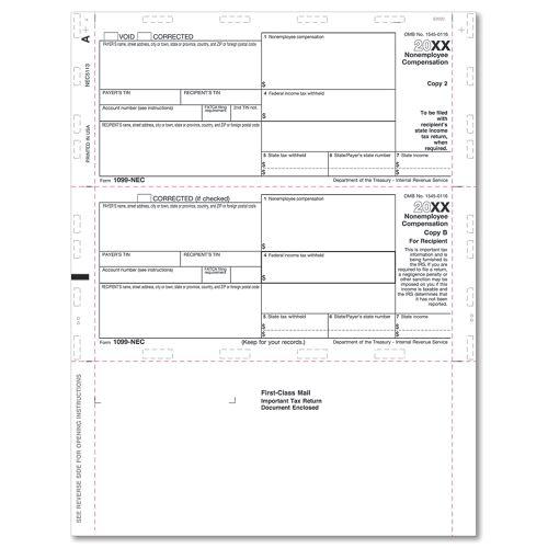 Bulk Laser 1099 NEC 2UP S/B 3UP Horizontal Copy with Backer Cut