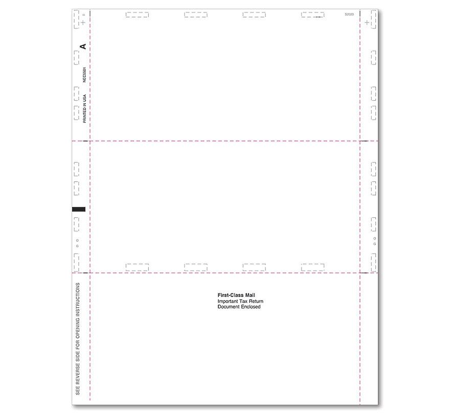 Bulk Laser 1099-NEC Blank Face Backer Cut