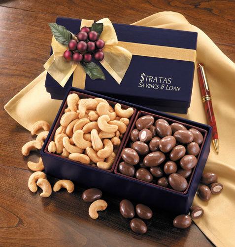 Navy Gift Box with Milk Chocolate Almonds & Jumbo Cashews