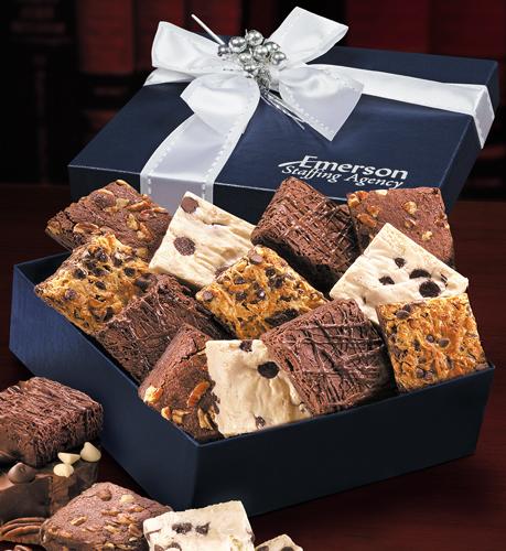 Navy Gift Box with Gourmet Brownie Assortment