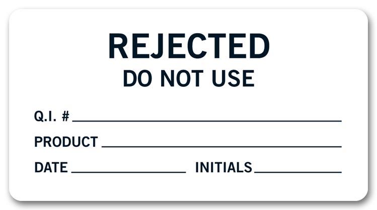 Rectangular Rejected Product Label