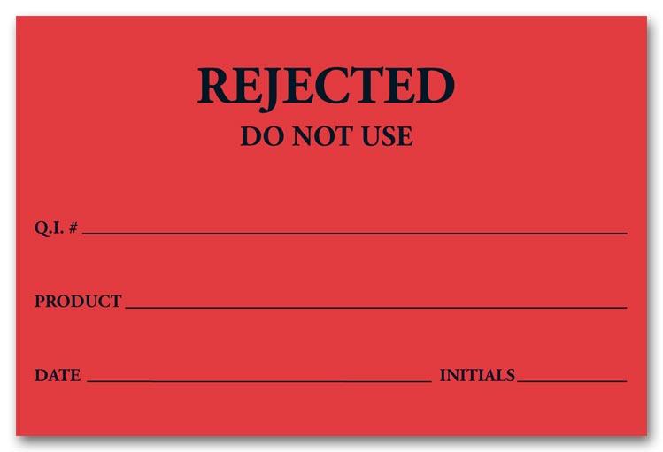 Red Rejected Product Label Tags