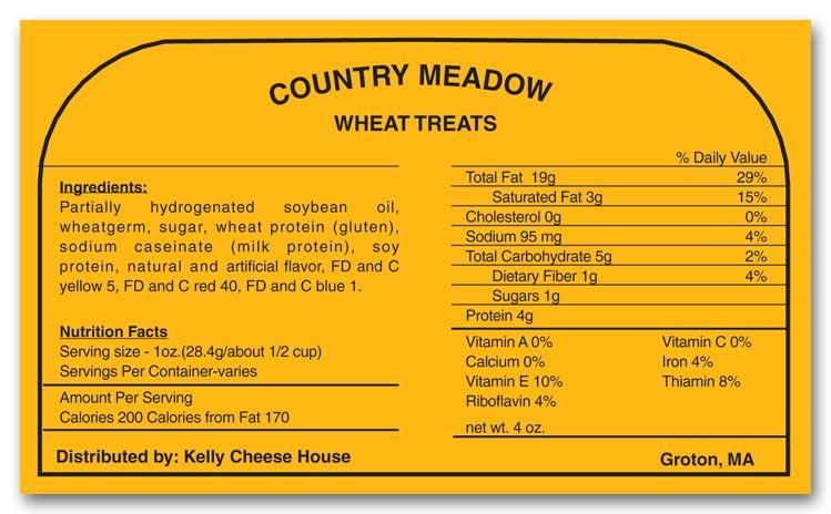 Square Corner Product Nutrition Label