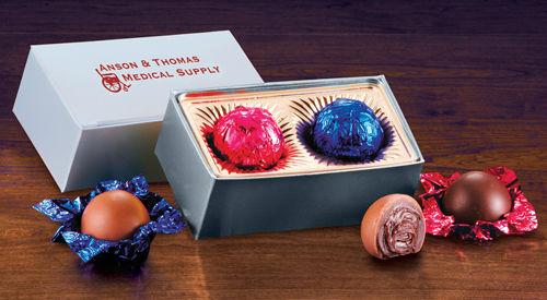 S2122 , SAVE 20% - Silver Gift Box with Chocolate Truffles - 2 Pieces