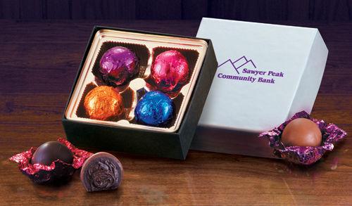 S4122 , SAVE 20% - Silver Gift Box with Chocolate Truffles - 4 Pieces
