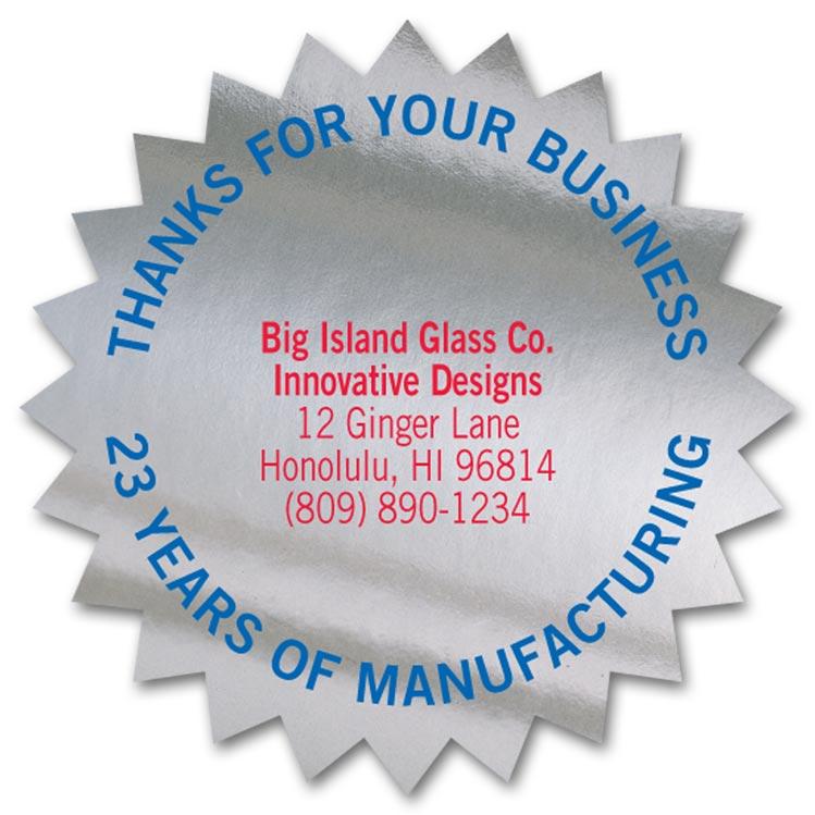 Poly Custom Silver Thank You Label