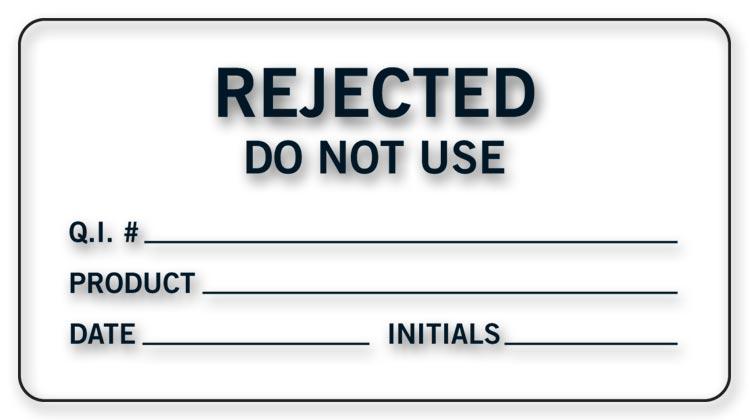Rejected Products with Lines Labels
