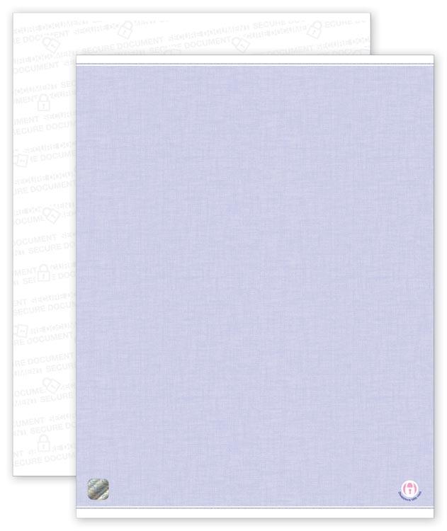 High Security Paper Blue, Blank Sheets