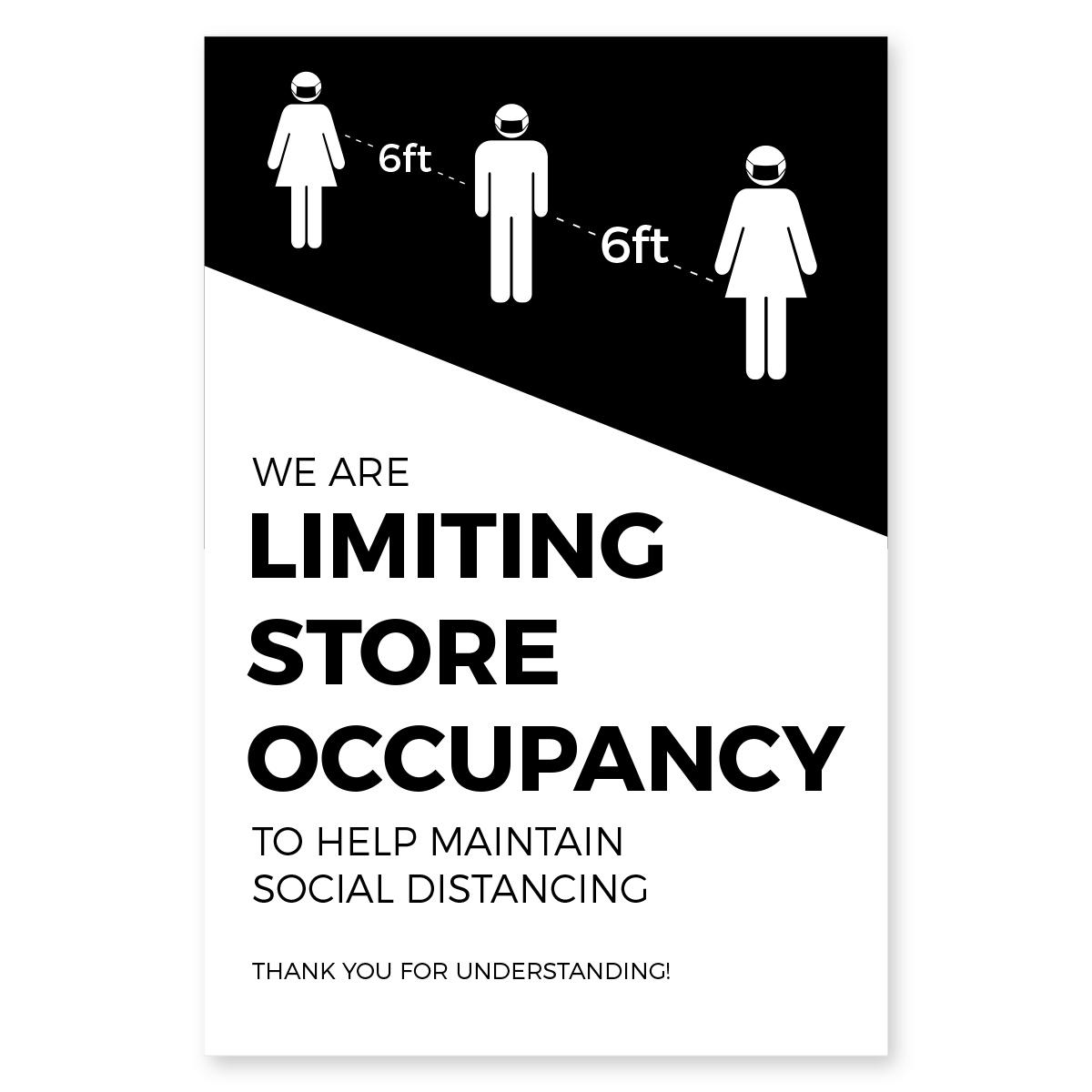 Store Occupancy Poster 11" x 17" Black Pack of 6