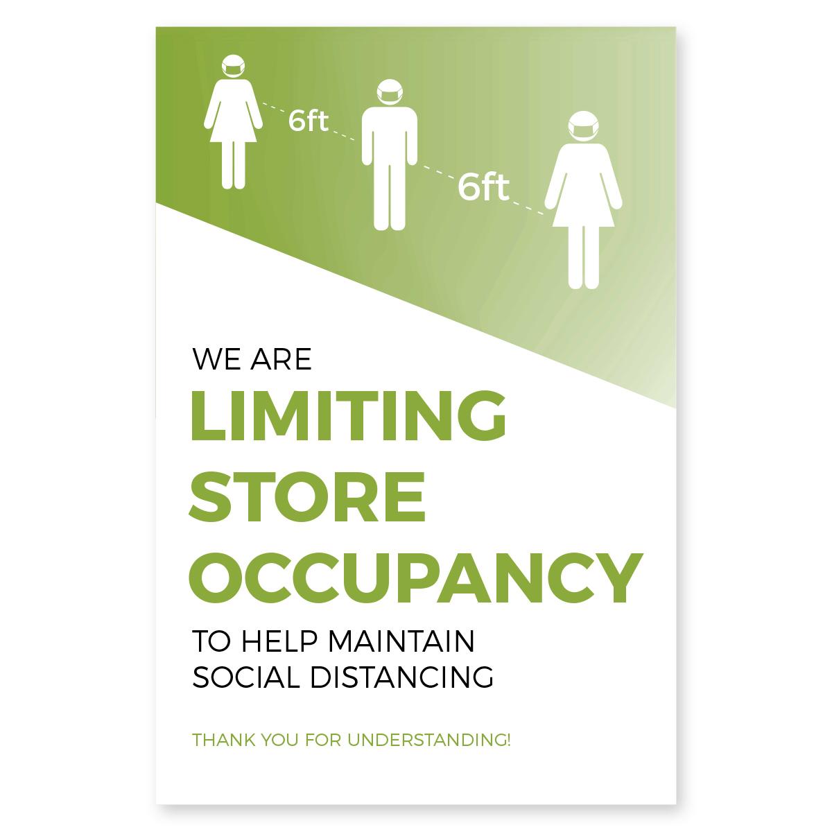Store Occupancy Poster 18" x 24" Gree Pack of 6