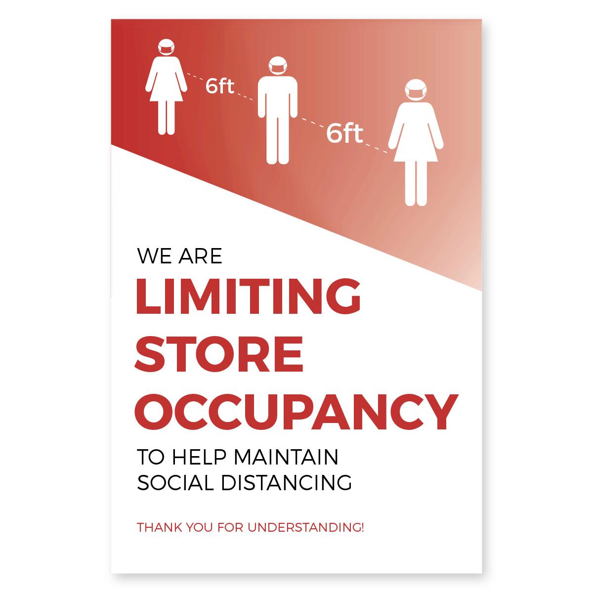 Store Occupancy Poster 11" x 17" Red Pack of 6