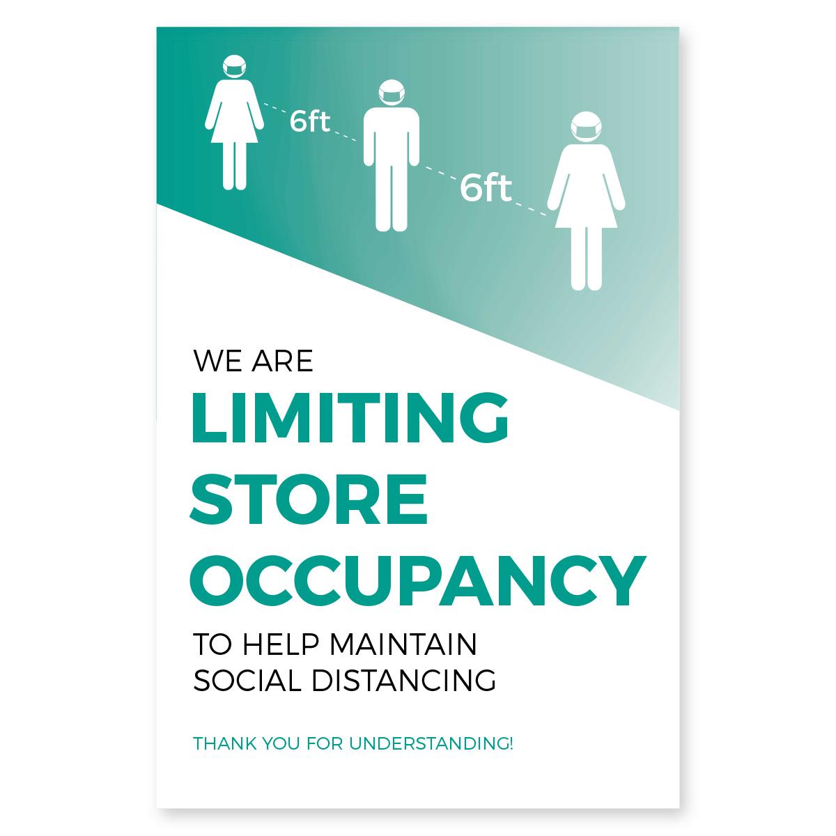 Store Occupancy Poster 11" x 17" Teal Pack of 6