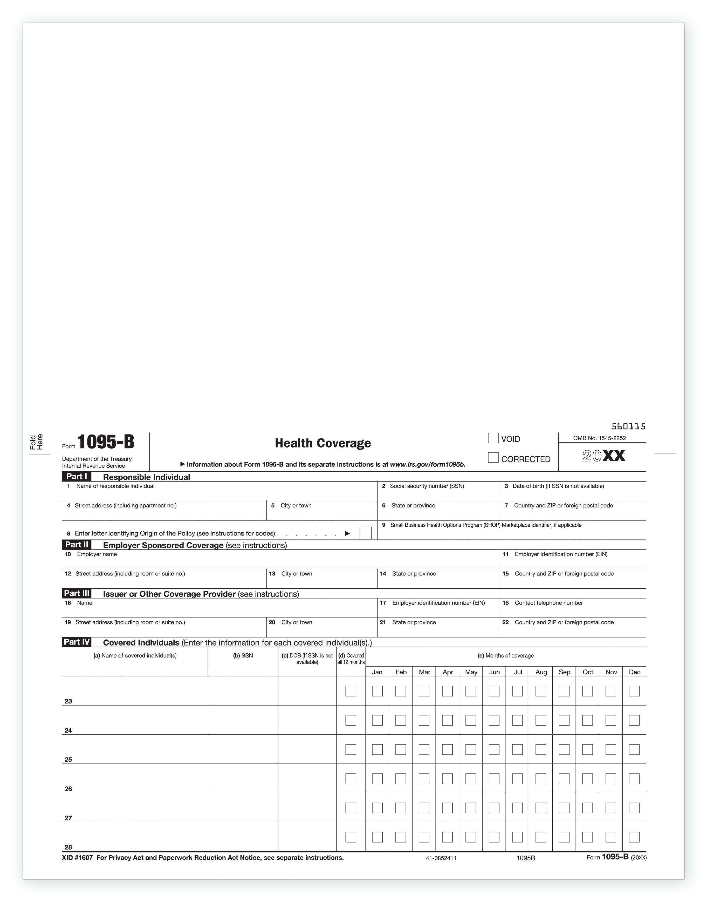 Bulk Laser 1095-B ACA Health Coverage