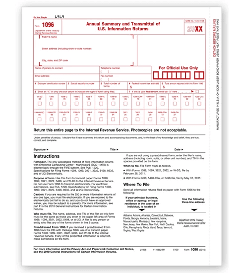 Laser 1096 Transmittal Form 10PK