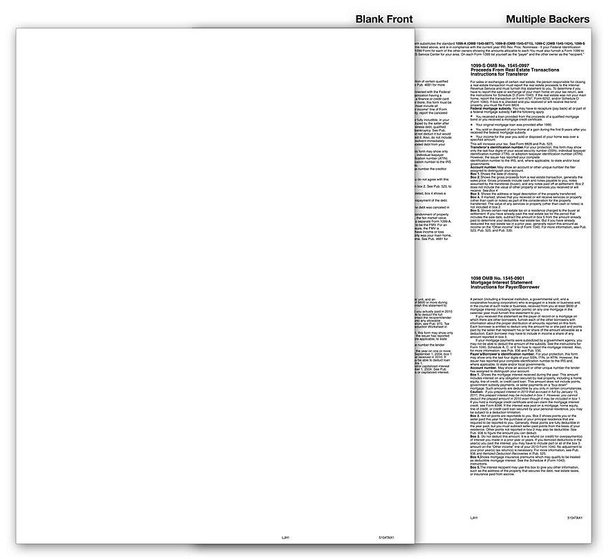 Laser 1099 BLANK with Multiple Backers, Bulk