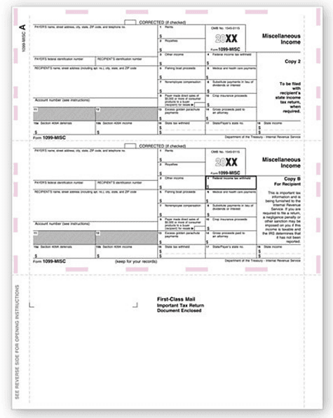 Laser 1099 MISC Income, Pressure Seal