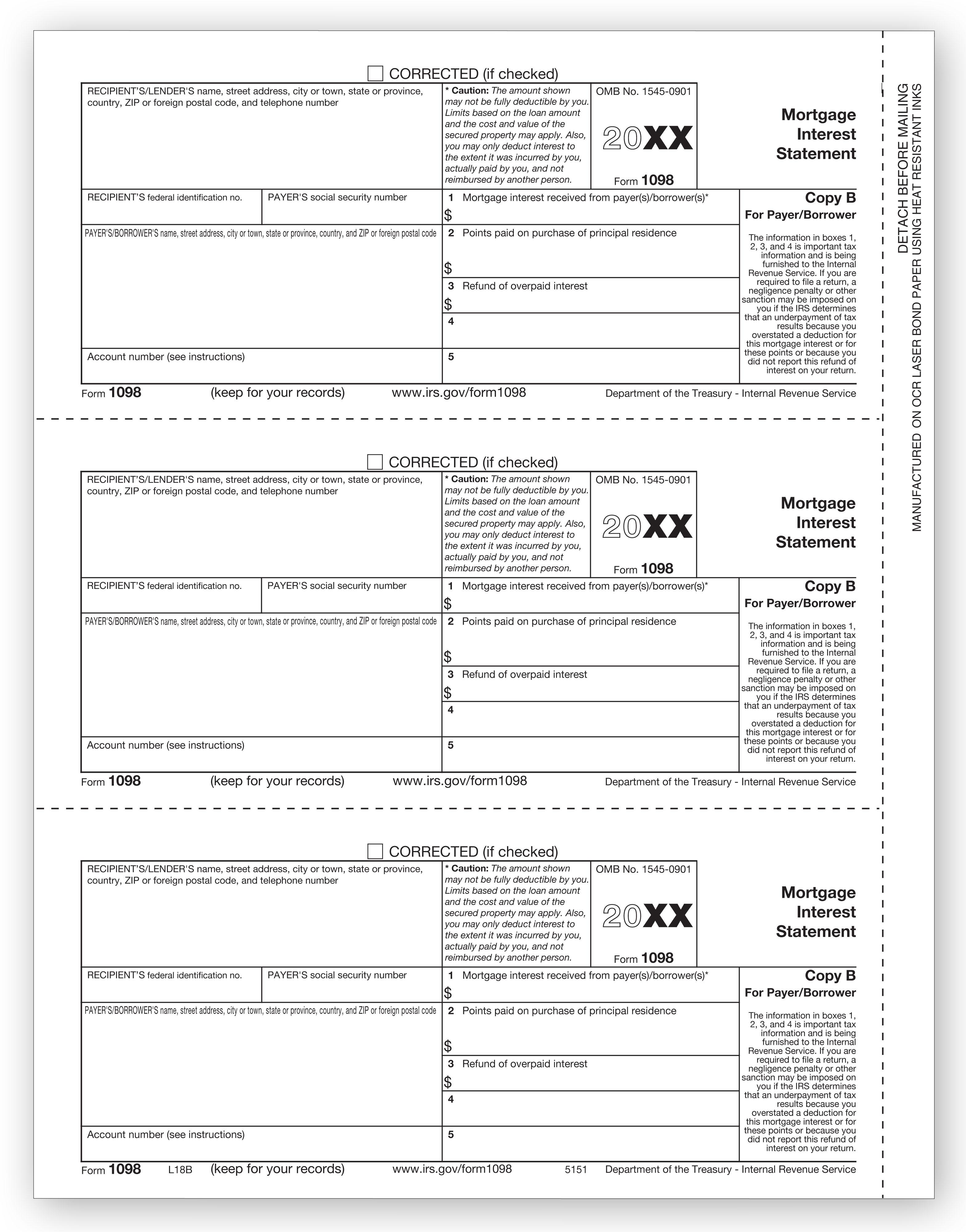 Laser 1098 Mortgage Interest, Payer/Borrower Copy B
