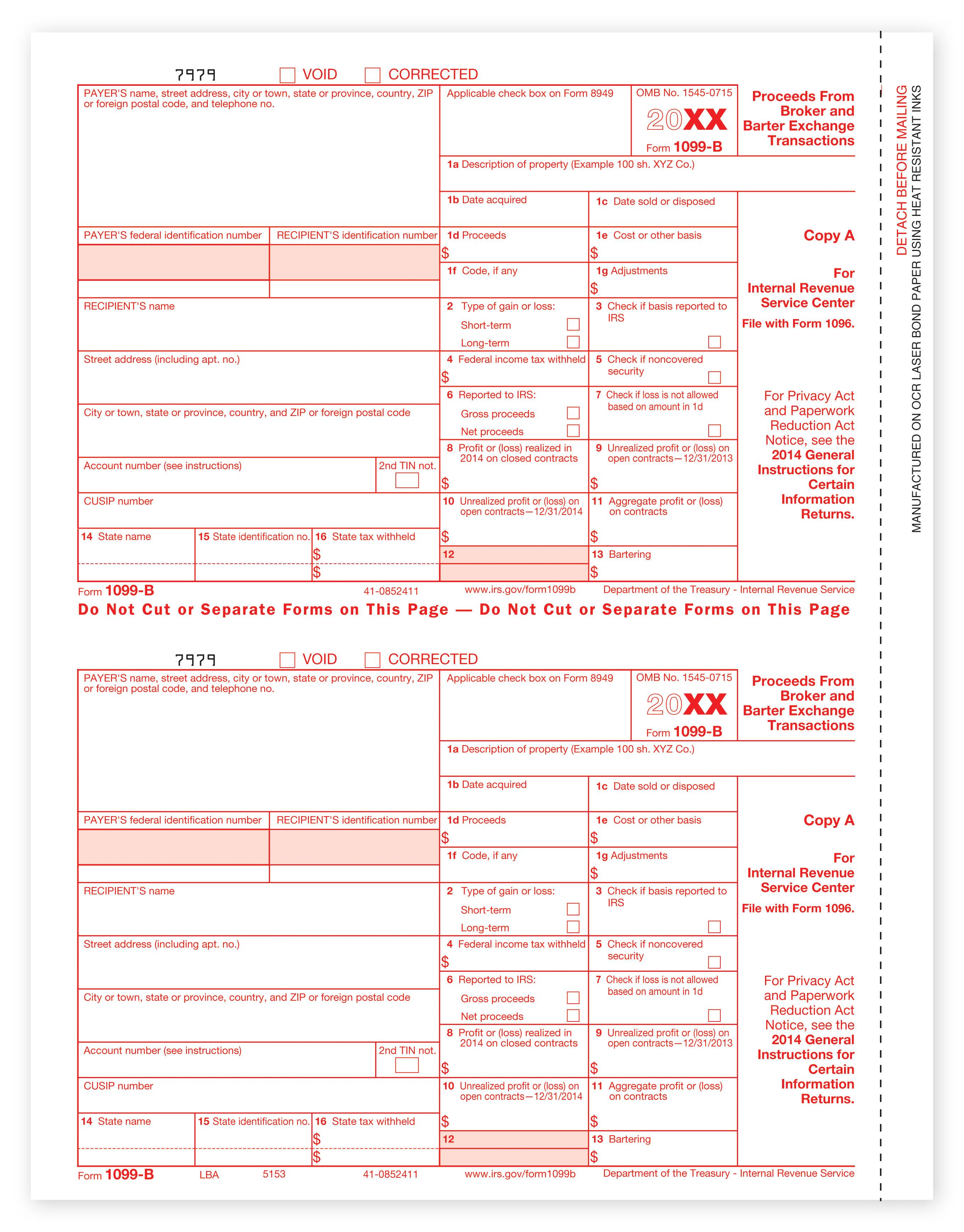Laser 1099 B, Federal Copy A