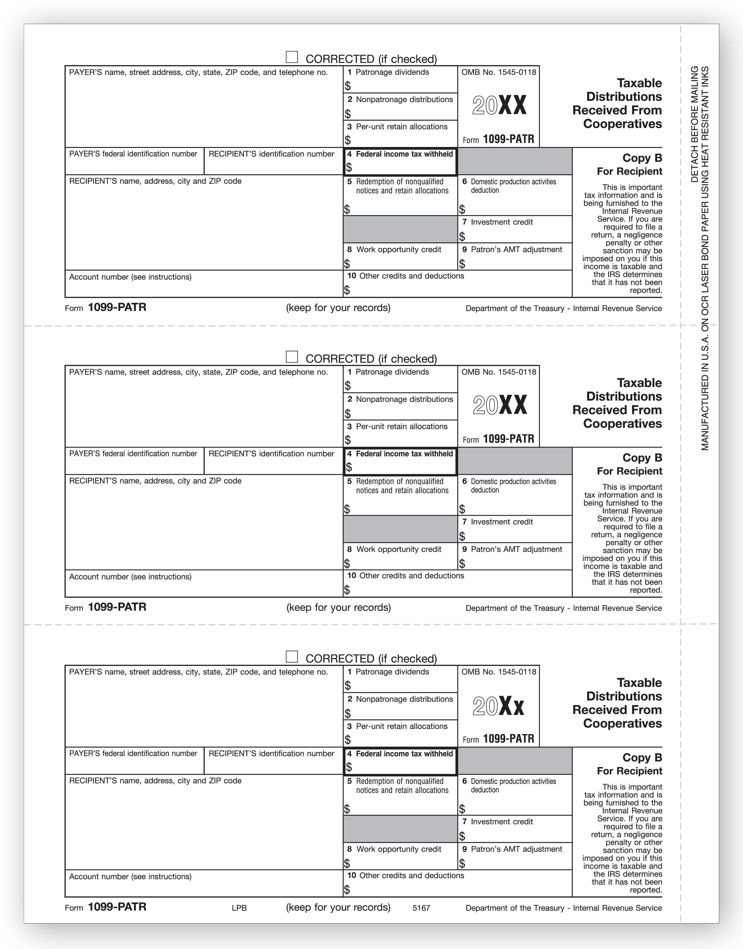Laser 1099 PATR, Payer and/or Borrower Copy B