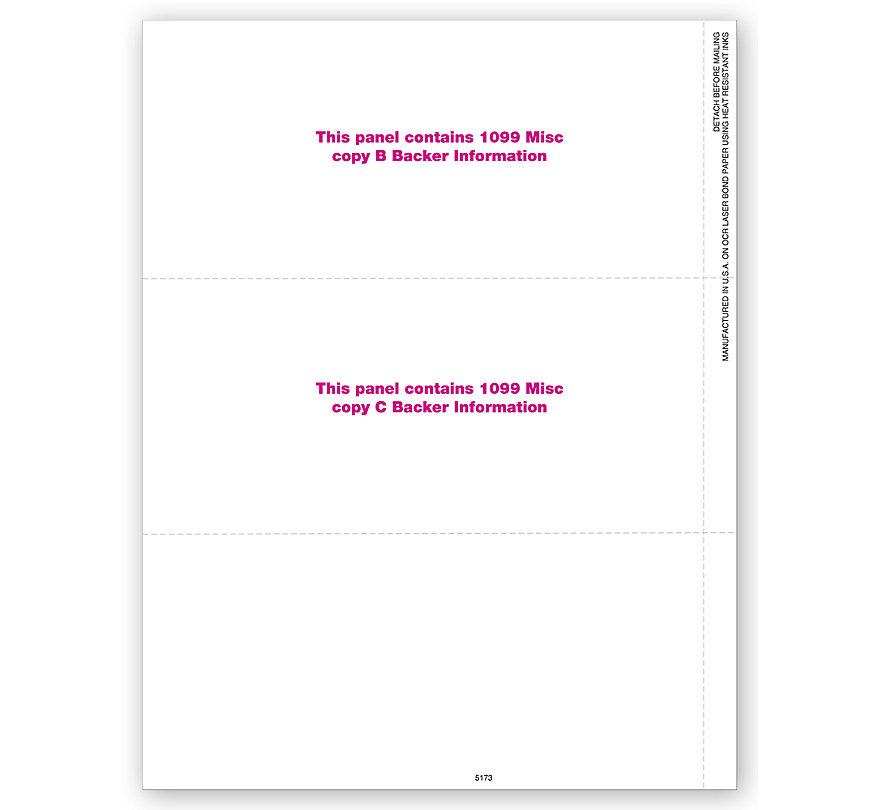 3 Up Blank Laser 1099 MISC Income, Bulk
