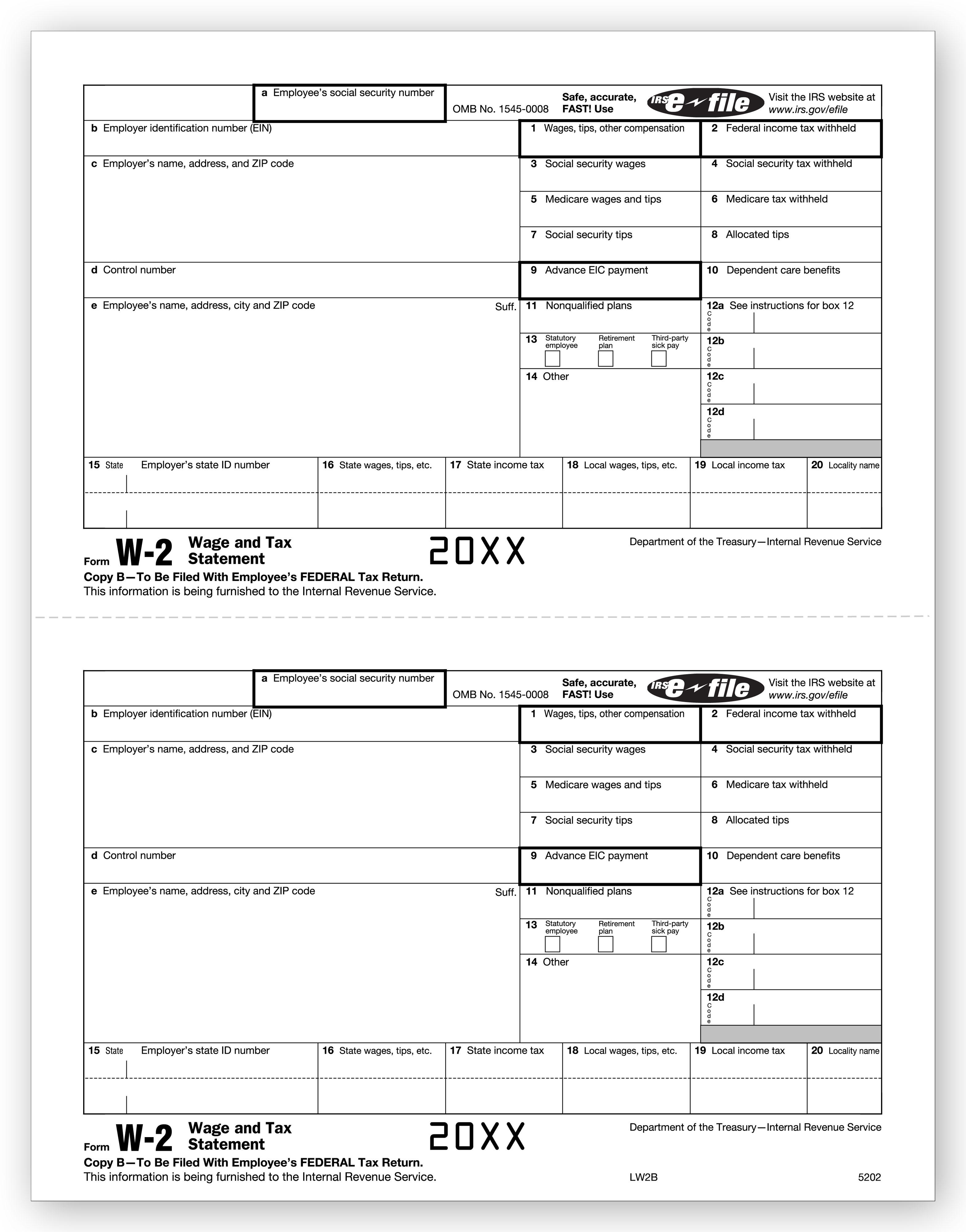 Laser W 2, Employee Copy B