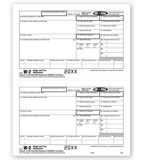 Laser W-2, Employee Copy B, Bulk