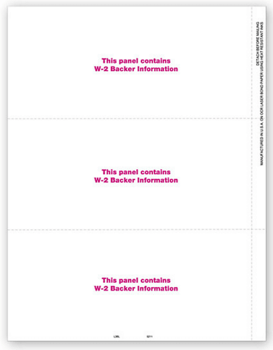 3 Up Blank Laser W 2, Horizontal Format, Bulk
