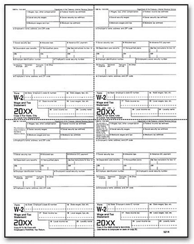 4 Up Laser W 2, Employee Copy, M Style, Bulk