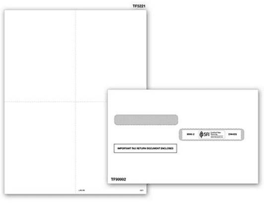 4 Up Blank Laser W 2 without Backer with Envelope