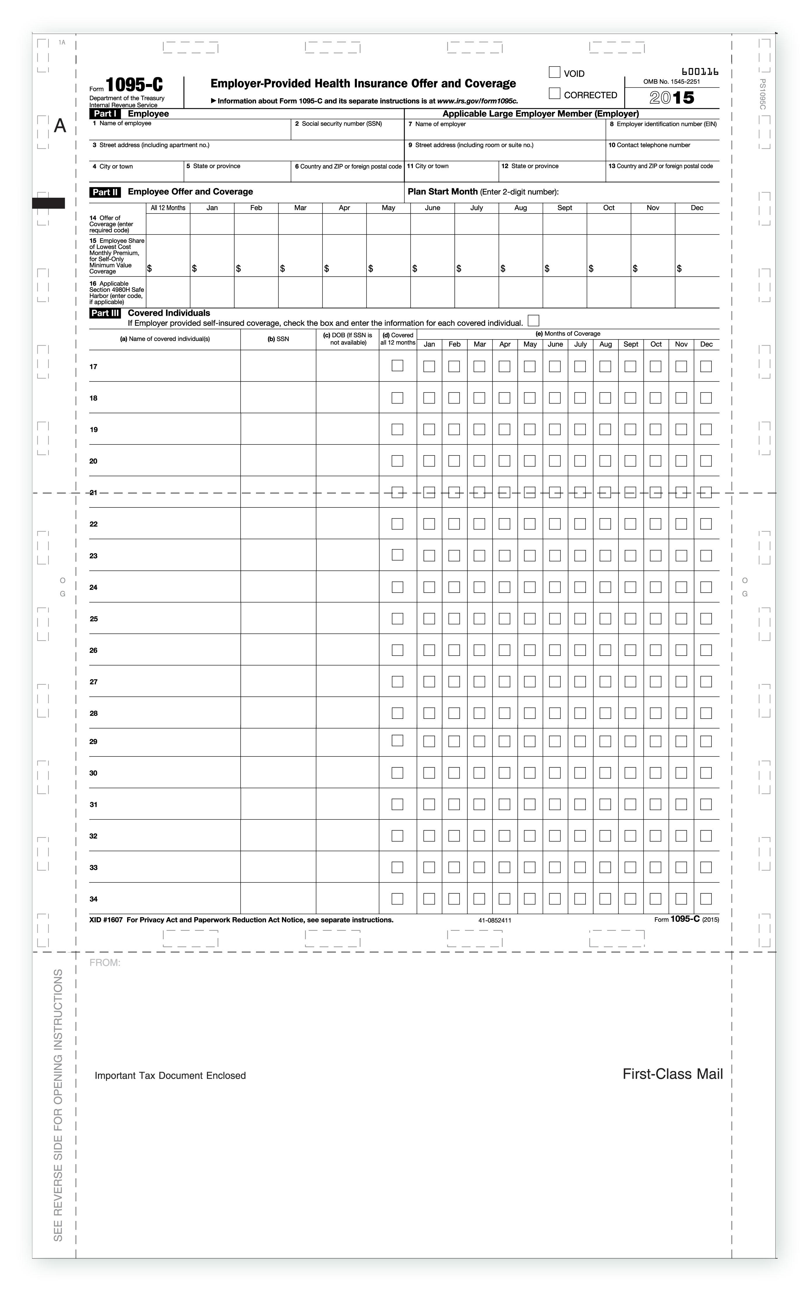 Pressure Seal 1095-C Employer Provided Health Insurance