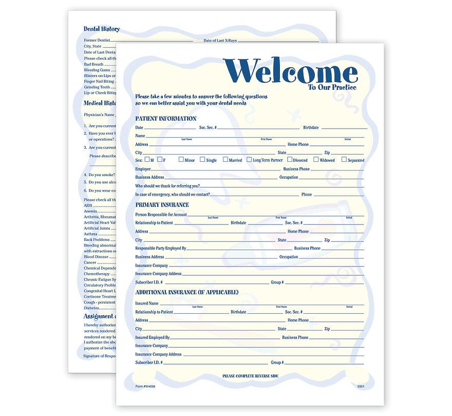 Two-Sided Registration & History Form Smile Helpers Design