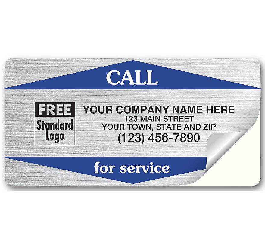 Branded Call For Service Weather-Resistant Labels, Silver