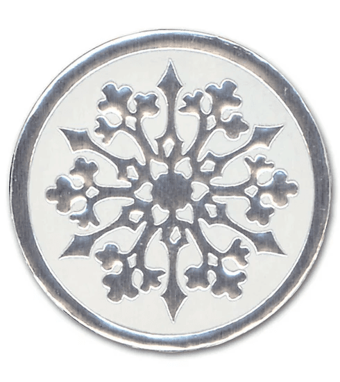 Round Silver Snowflake on White Christmas Envelope Seal