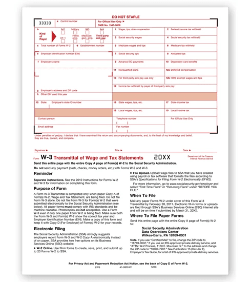 LASER W3 TRANSMITTAL 10 PK