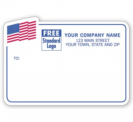 American Flag Mailing Labels, Padded, Blue Border 