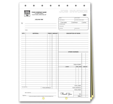 Carbon Copy Job Invoice Forms 