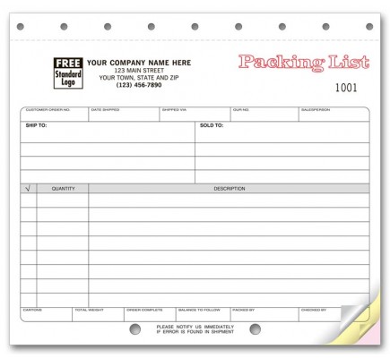 Carbonless Packing List Forms 